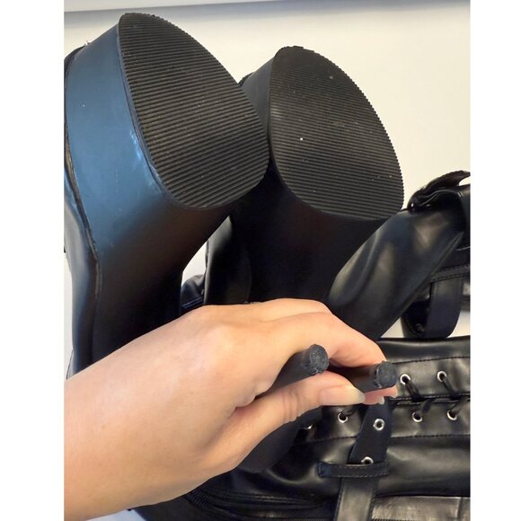 Pleaser Delight 3028 Platform Thigh High Boots Matte Black size 8 🖤 - Picture 5 of 10